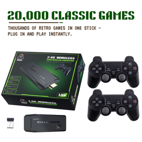4K Wireless Retro Game Stick with 20,000 Games and Two Controllers