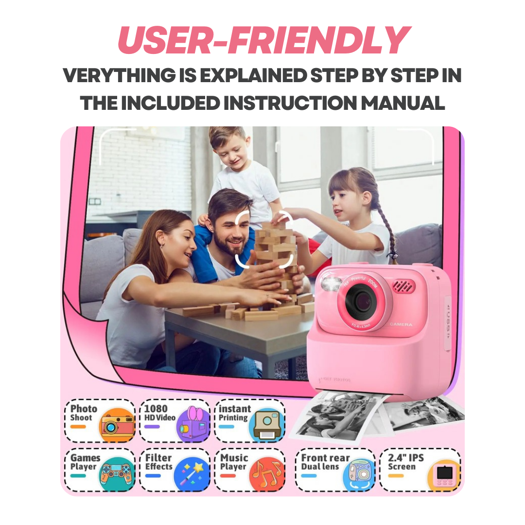 Kids Polaroid Camera with Thermal Printing [Ink-Free Printing]