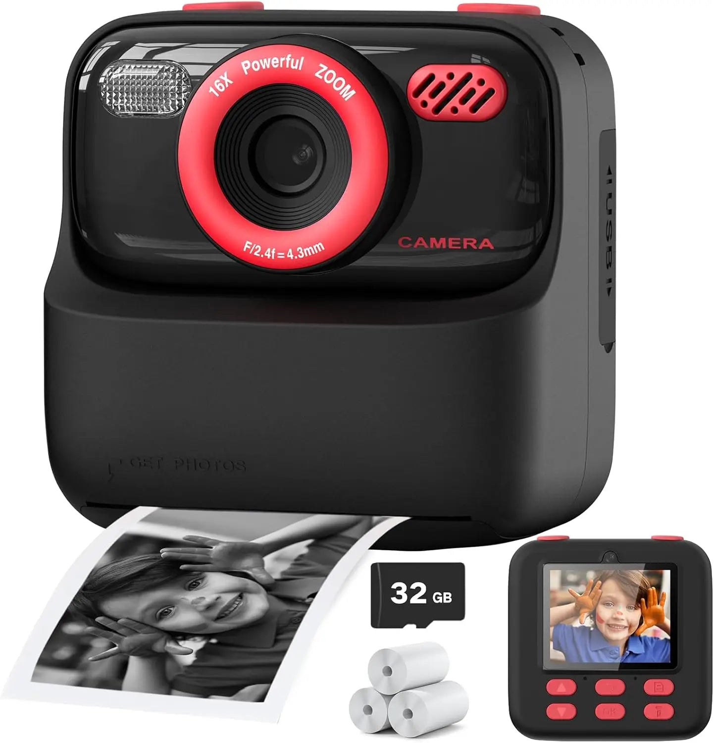Kids Polaroid Camera with Thermal Printing [Ink-Free Printing]