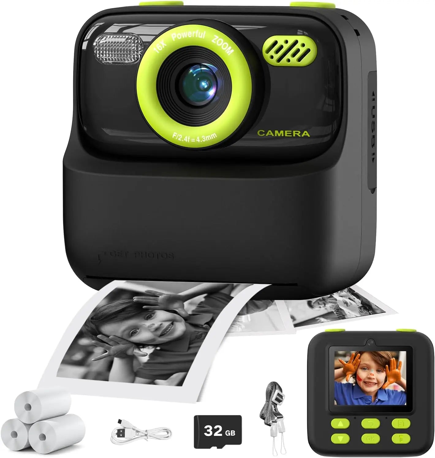 Kids Polaroid Camera with Thermal Printing [Ink-Free Printing]